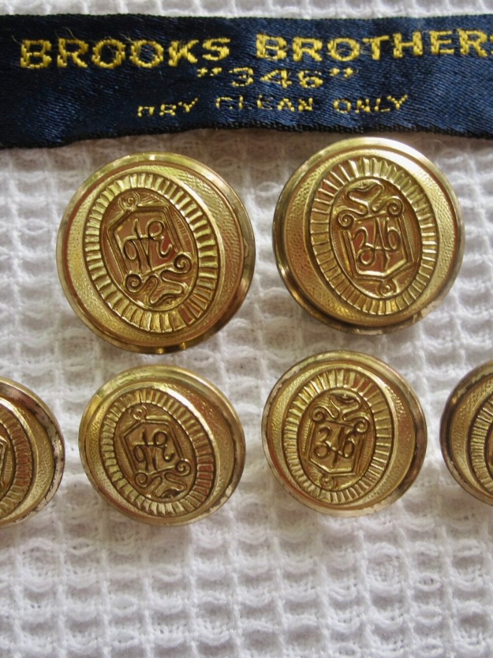 Brooks Brothers 6 Button Set Raised 356 Logo and Shield Waterford USA MADE
